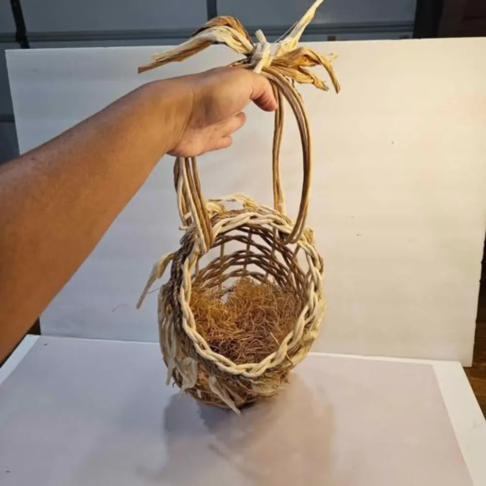 Handmade Woven Basket. Wall decor. Flat on one side.